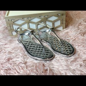 Cole haan silver flat sandals